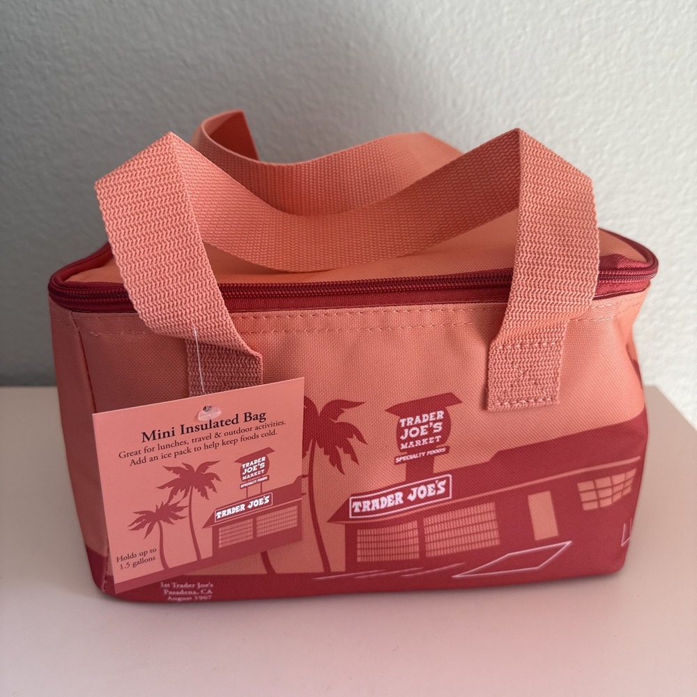 Trader Joe's Mini Insulated Tote Lunch Bags New Season - Peach Pink